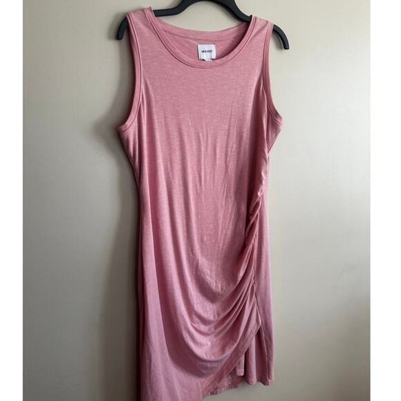Flattering Ruched Pink Dress Large Stretch Sleeveless Bodycon Casual - Picture 2 of 8